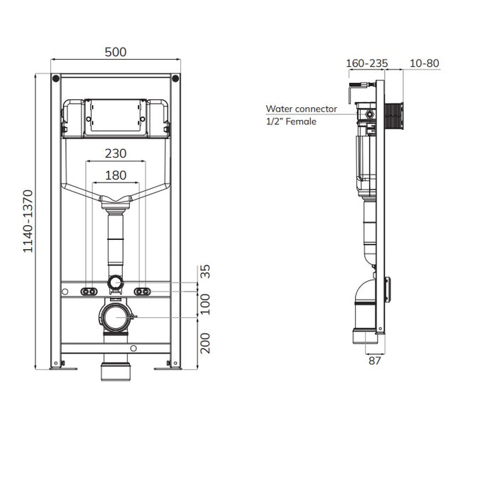 Sonas Living Universal Frame & Cistern for Wall Hung WC with Dual Flush Plate