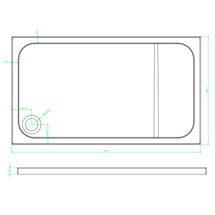 Crosswater Rectangular Shower Tray - White (Waste Sold Separately)