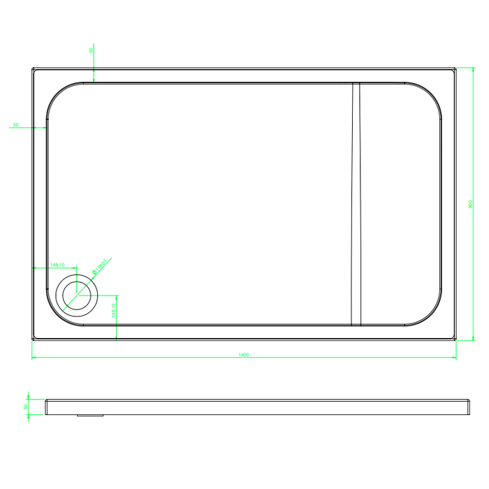 Crosswater Rectangular Shower Tray - White (Waste Sold Separately)