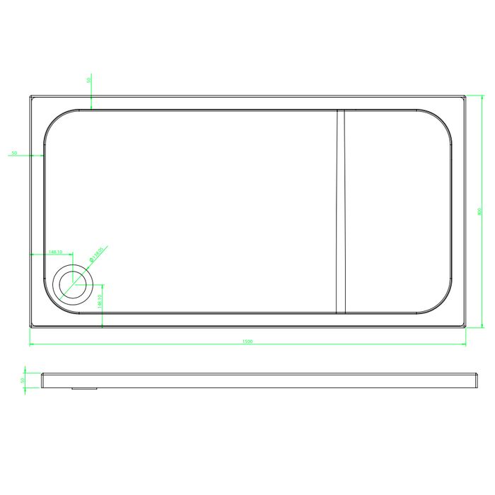 Crosswater Rectangular Shower Tray - White (Waste Sold Separately)