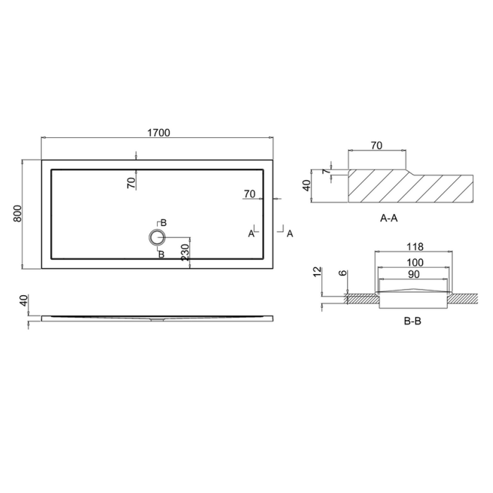 Crosswater Rectangular Walk-In Shower Tray - White (Waste Sold Separately)