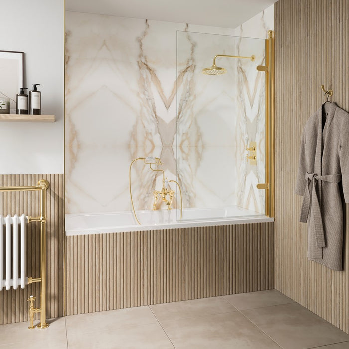 Burlington Classique Hinged Single Bath Screen - 1500mm x 850mm