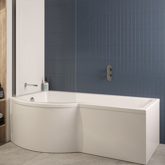 Sonas P Shape Shower Bath With Bath Panel And Bath Screen 1700mm x 900mm