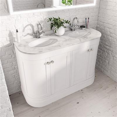 Eastbrook Hardwick 4 Door Floorstanding Vanity Unit With Quartz Double Basin - 1215mm Wide - 2 Tap Hole