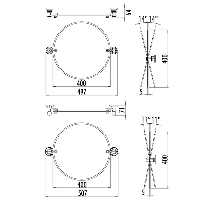 Burlington Round Non Illuminated Mirror With Fixings