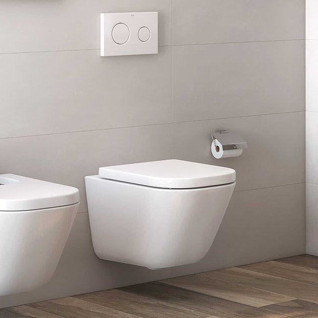 Roca The Gap Square Rimless Wall Hung Toilet with Soft Close Seat