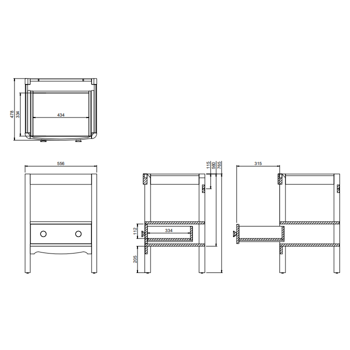 Burlington Guild 1 Drawer Floor standing Vanity Unit With Worktop
