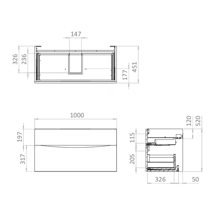 Crosswater Glide II Wall Hung Unit & Marble Effect Worktop