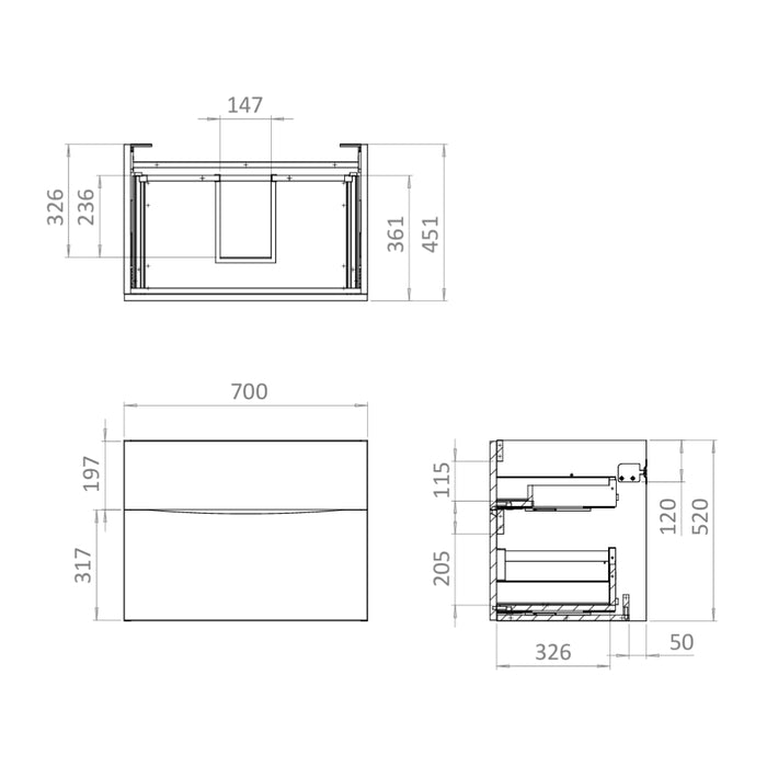 Crosswater Glide II Wall Hung Unit & Marble Effect Worktop