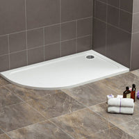 Tailored Low Profile Offset Quadrant Shower Tray with Waste - White