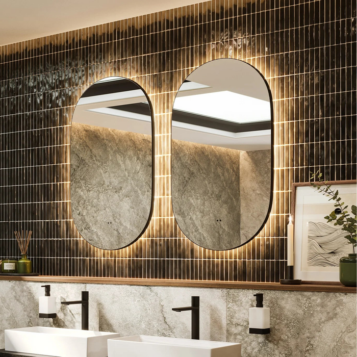 HiB Arcane Pill Illuminated Frame LED Mirror - 900mm x 500mm