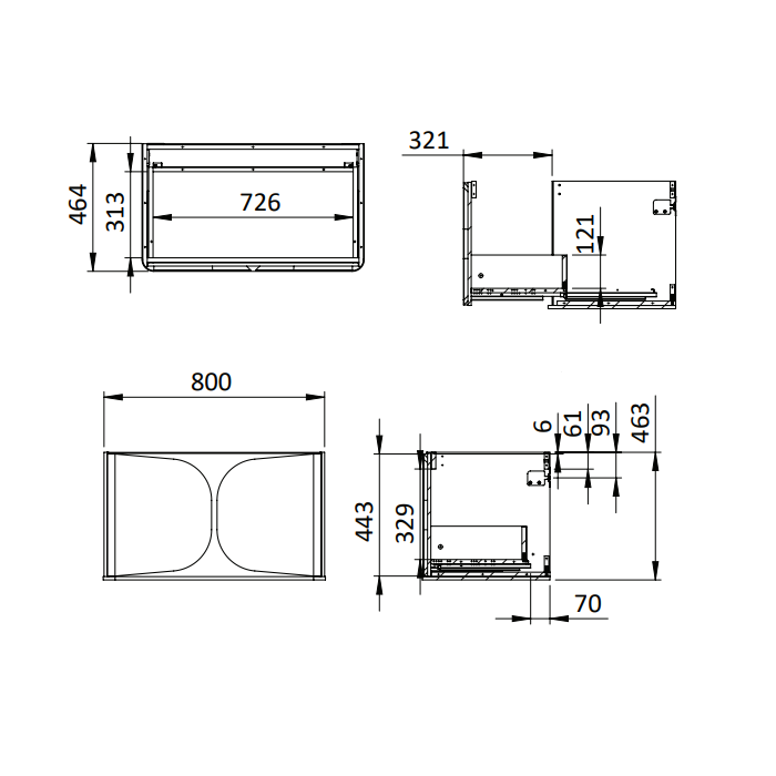 Crosswater Tambour 1 Drawer Wall Hung Vanity With Basin