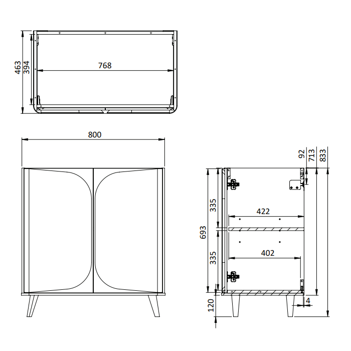 Crosswater Tambour 2 Door Floorstanding Vanity With Basin