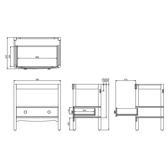 Burlington Guild 1 Drawer Floor standing Vanity Unit With Worktop