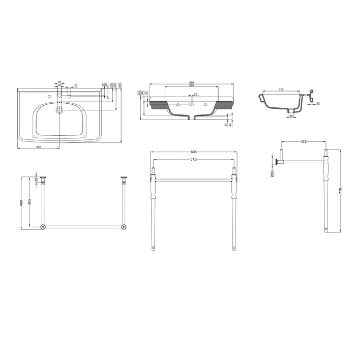 Burlington Guild Rectangular Basin With Washstand