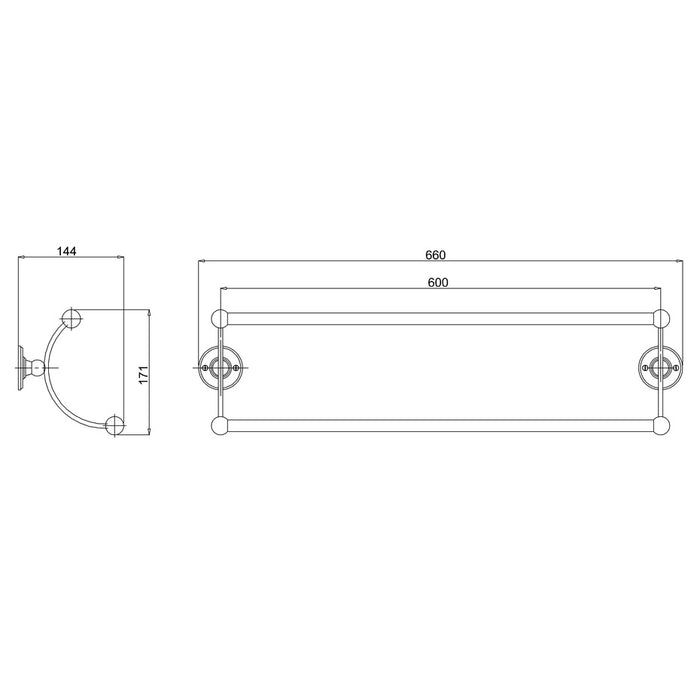 Burlington Traditional Double Towel Rail Chrome