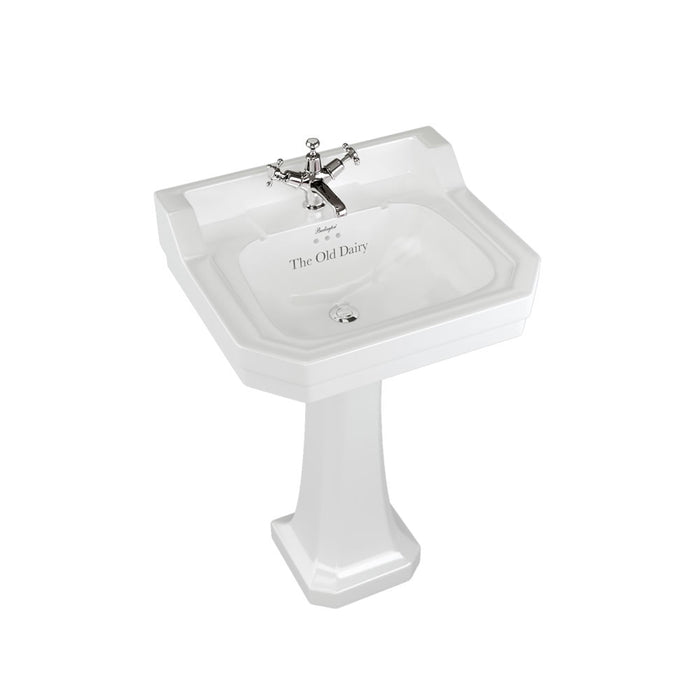 Burlington Edwardian Traditional Basin with Full Pedestal And Towel Rail - 560mm Wide - White
