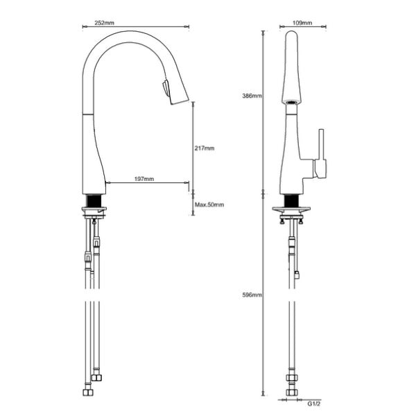 Crosswater Cook Side Lever Kitchen Mixer Tap With Concealed Dual Spray Chrome
