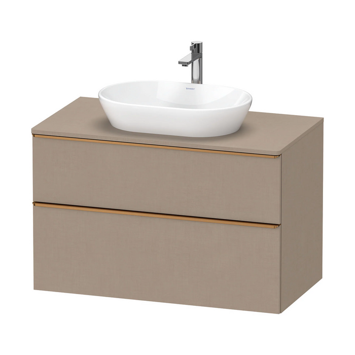 Duravit D-Neo Wall Mounted 2-Drawer Vanity Unit With Worktop - Matt Linen