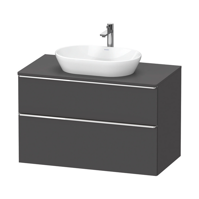Duravit D-Neo Wall Mounted 2-Drawer Vanity Unit With Worktop - Matt Graphite
