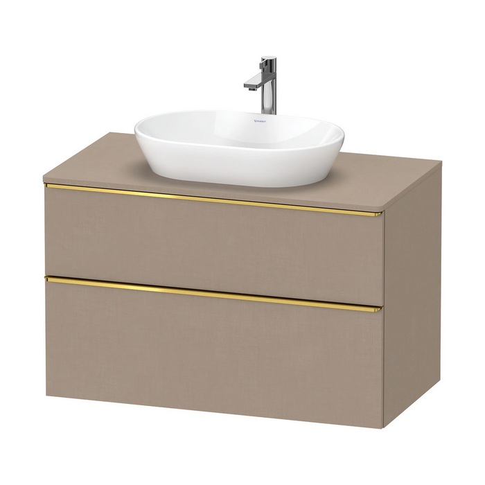 Duravit D-Neo Wall Mounted 2-Drawer Vanity Unit With Worktop - Matt Linen