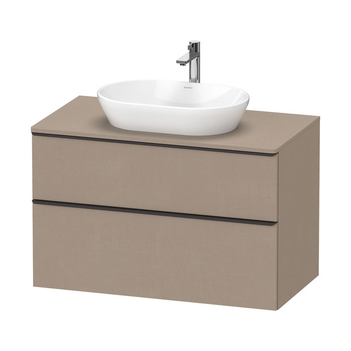Duravit D-Neo Wall Mounted 2-Drawer Vanity Unit With Worktop - Matt Linen