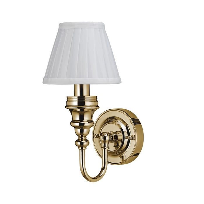 Burlington Ornate Bathroom Light With Base And White Fine Pleated Shade - Chrome