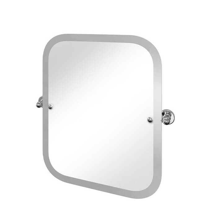 Burlington Rectangular Swivel Mirror with Curved Corners - Chrome