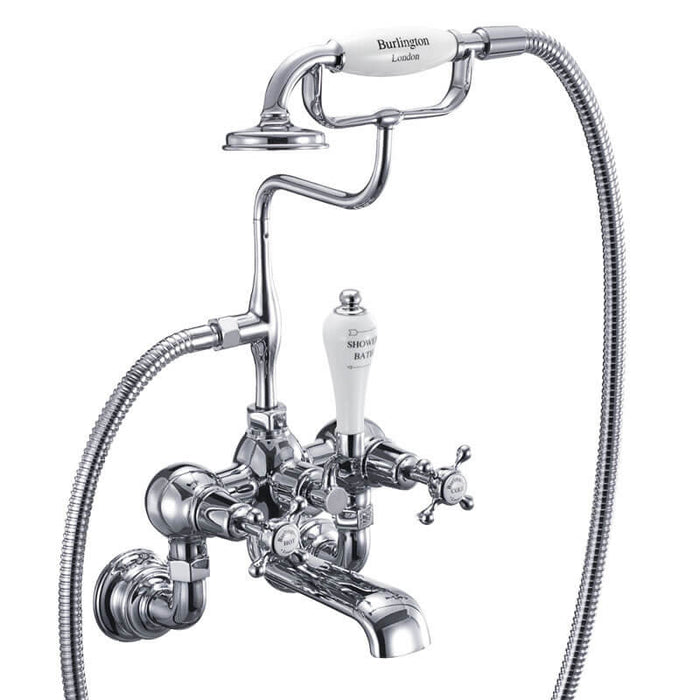 Burlington Claremont Wall Mounted Bath Shower Mixer with Handheld Kit