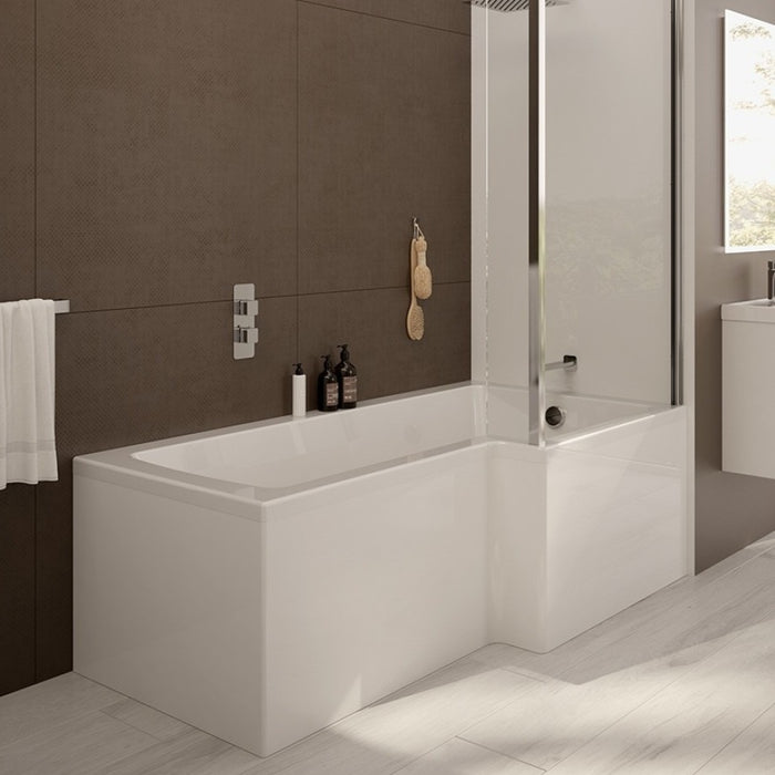 Sonas L Shape Shower Bath With Bath Panel And Bath Screen 1700mm x 850mm