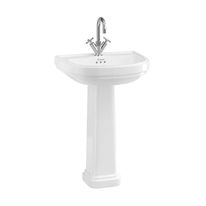Burlington Riviera D shape Basin With Full Pedestal - White