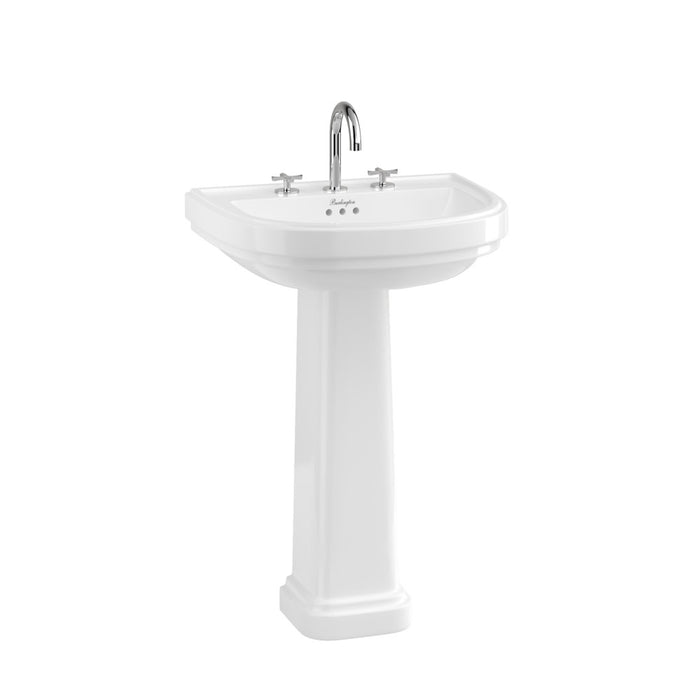 Burlington Riviera D shape Basin With Full Pedestal - White