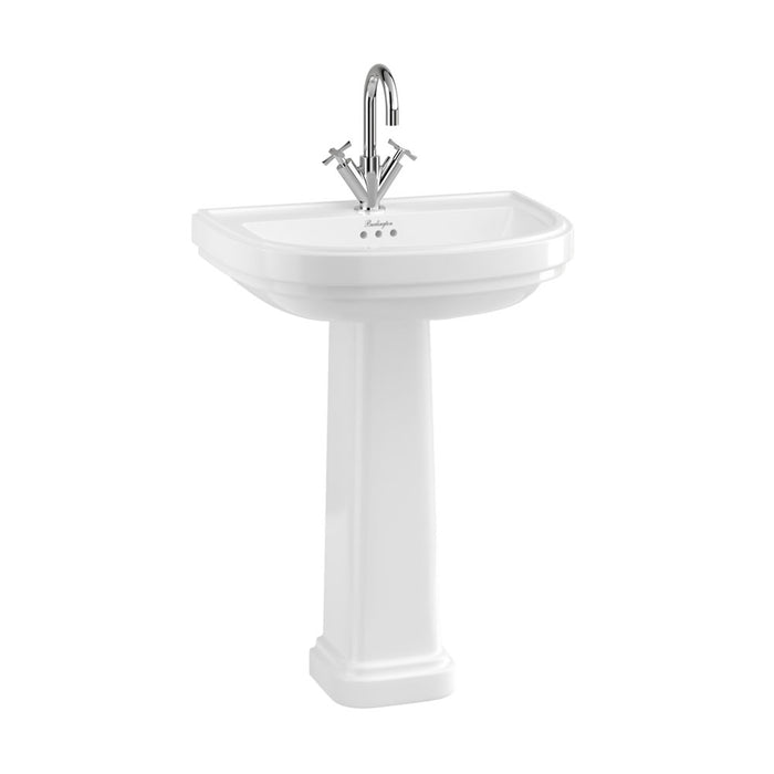 Burlington Riviera D shape Basin With Full Pedestal - White
