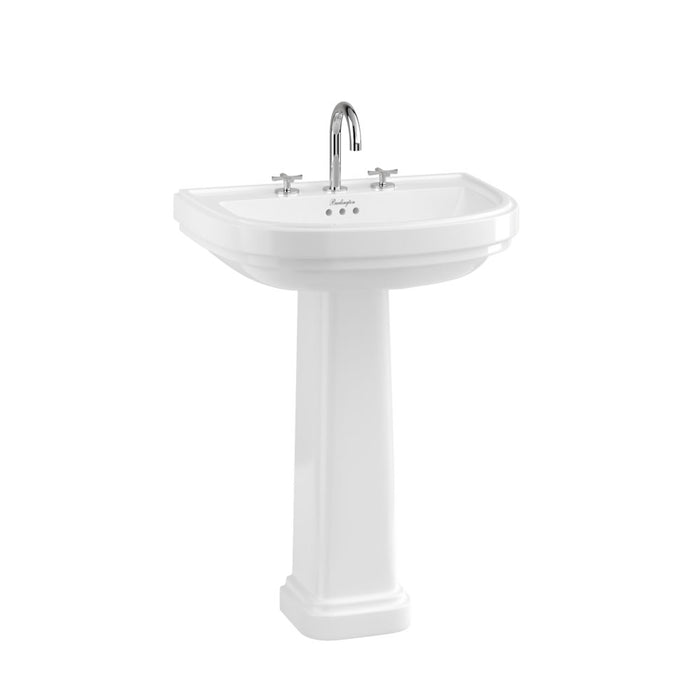 Burlington Riviera D shape Basin With Full Pedestal - White
