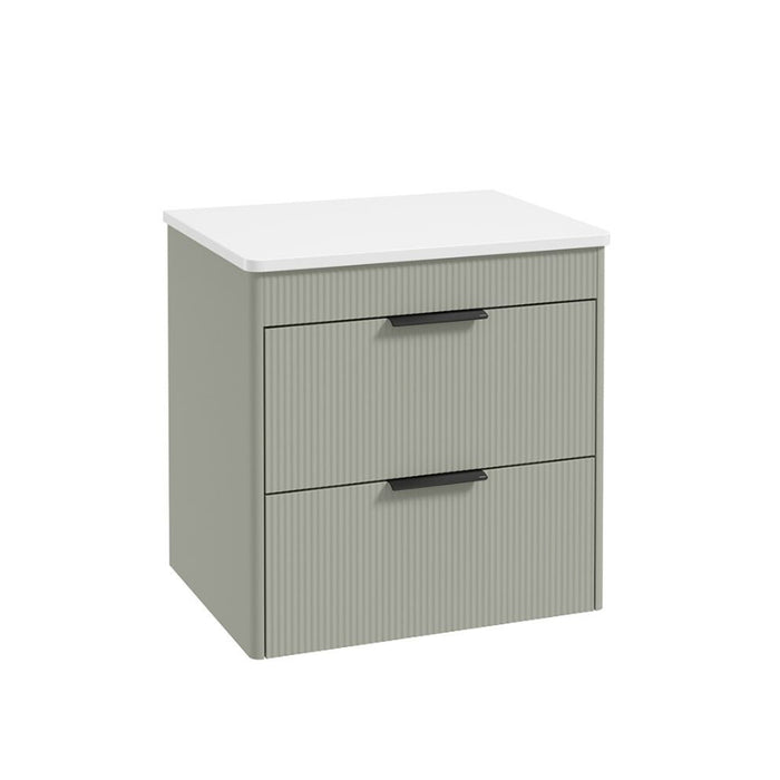 Sonas Reed 2 Drawer Wall Hung Vanity Unit with Countertop & Handles