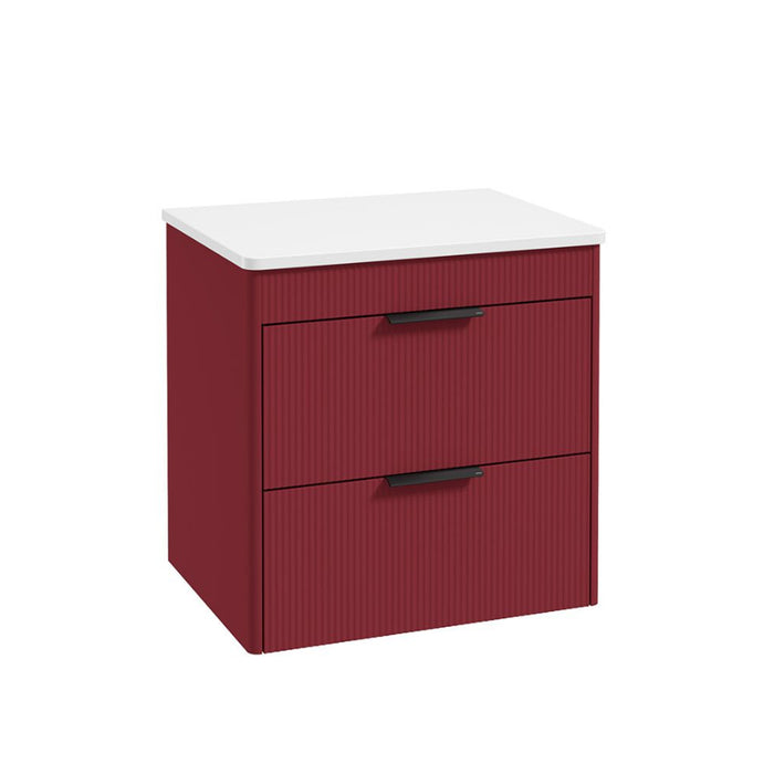 Sonas Reed 2 Drawer Wall Hung Vanity Unit with Countertop & Handles