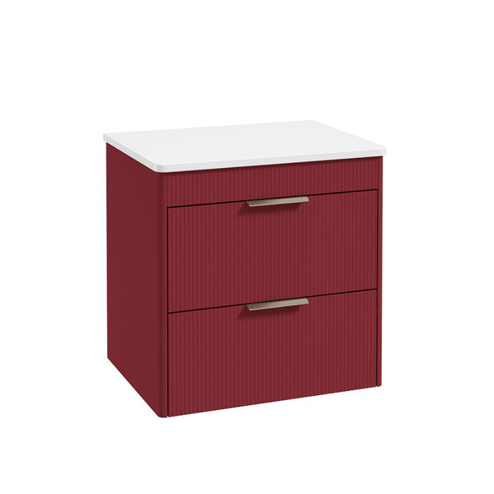 Sonas Reed 2 Drawer Wall Hung Vanity Unit with Countertop & Handles