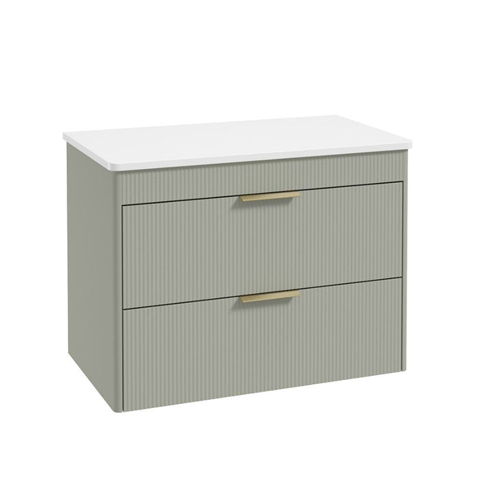Sonas Reed 2 Drawer Wall Hung Vanity Unit with Countertop & Handles