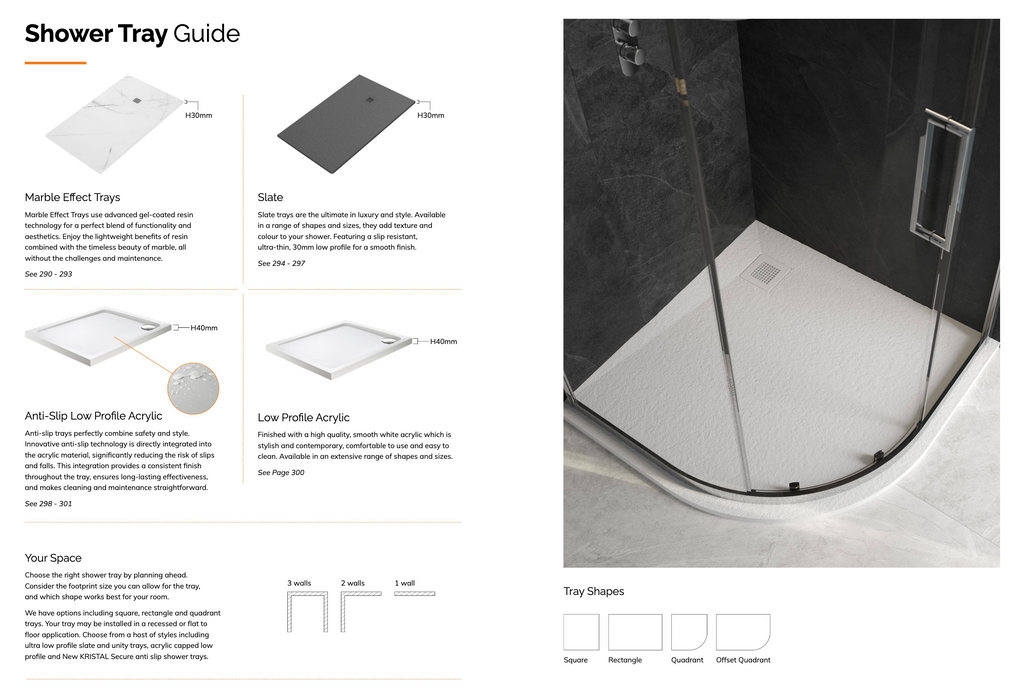 Sonas Kristal Low Profile Rectangle Shower Tray With Waste