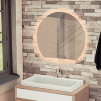Tailored Olive Illuminated Backlit LED Semi Circle Touch Mirror 700mm x 800mm