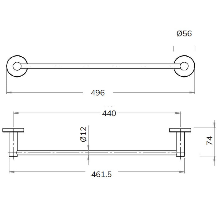 Sonas Ava Towel Rail - 460mm Wide - Chrome