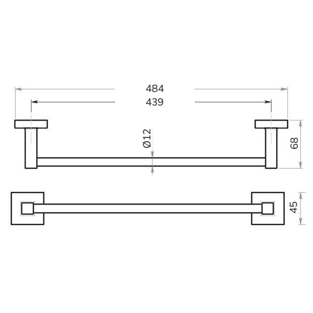 Sonas Piave Towel Rail - 440mm Wide - Chrome