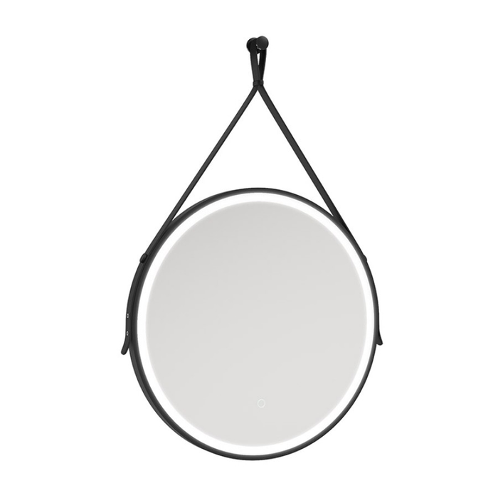 Sonas Astrid Style Rope Feature Round Illuminated LED Mirror - Matt Black