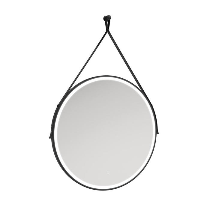 Sonas Astrid Style Rope Feature Round Illuminated LED Mirror - Matt Black