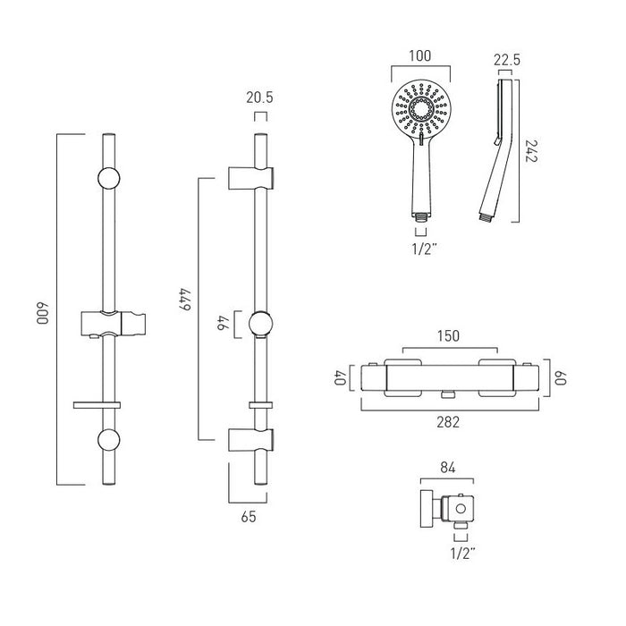 Vado Axces Bokx Thermostatic Shower Package With Multi Function Handset - Chrome
