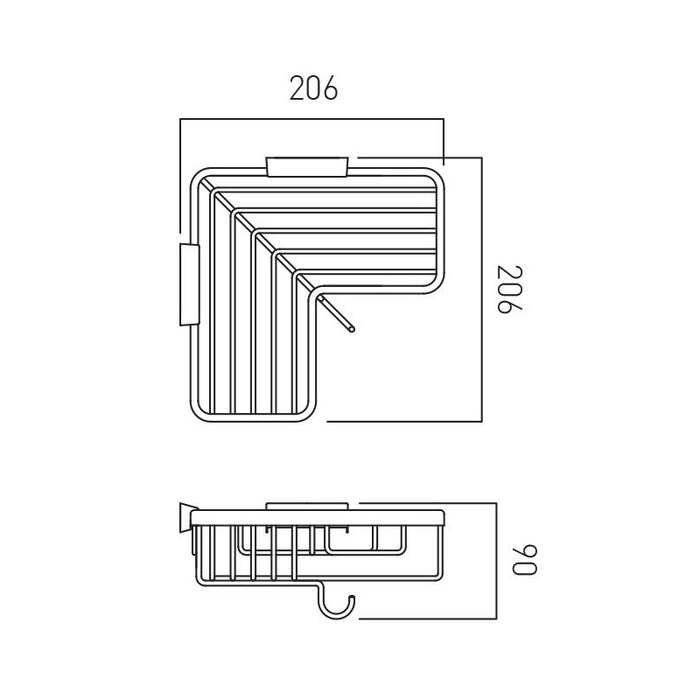 Vado Corner Shower Basket With Hook - Chrome