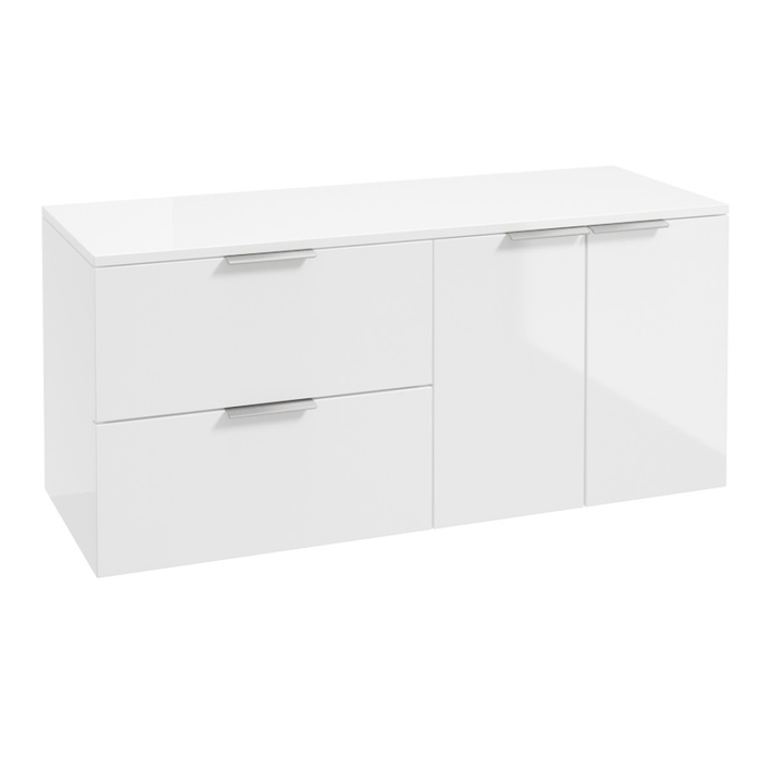 Sonas Stockholm 1200mm 2 Drawer And 2 Door Wall Hung Countertop Vanity Unit With Countertop And Handle