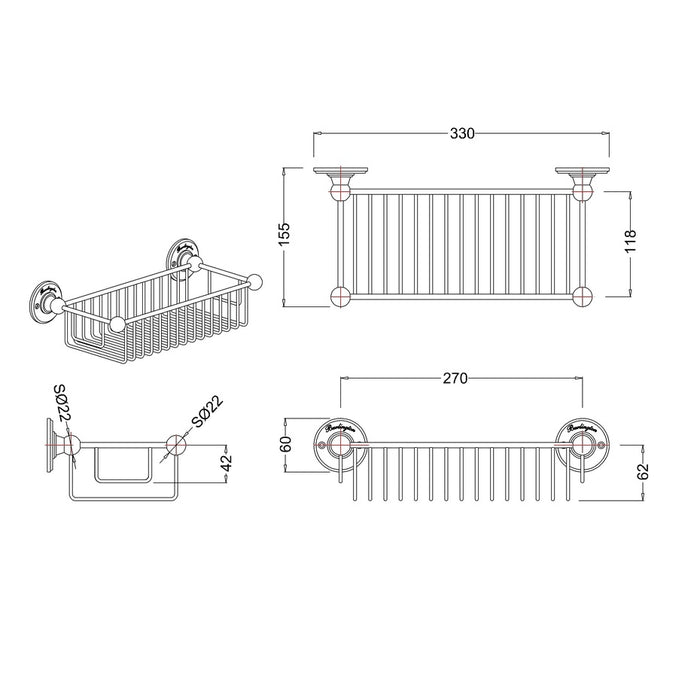 Burlington Traditional Deep Wire Basket Chrome