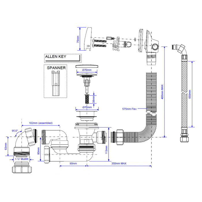 BC Designs Overflow Bath Filler - Overflow Bath Fillers
