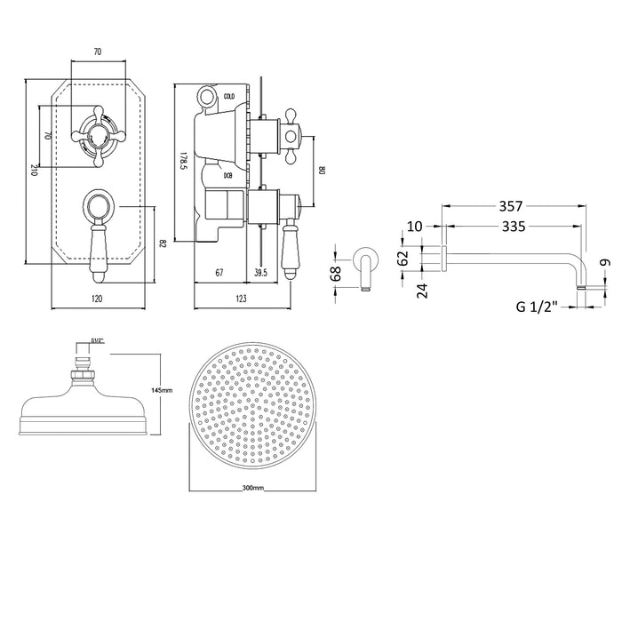 BC Designs Victrion 1 Outlet Thermostatic Concealed Shower